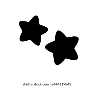 Vector isolated two pair couple stars five point colorless black and white outline silhouette shdow shape	