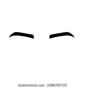 Vector isolated two pair of woman brows colorless black and white outline silhouette shadow shape