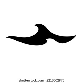 Vector isolated two sea ocean waves stencil colorless black and white outline silhouette shadow shape 