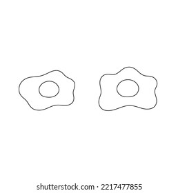 Vector isolated two simple fried eggs with yolk set colorless black and white contour line easy drawing