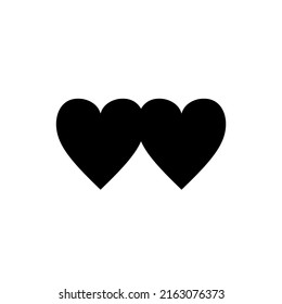 Vector isolated two slightly overlapping hearts black colored symbol
