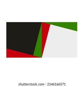 Vector Isolated Two Square Diptych Abstract Colour Painting Of Green Red Black And White Colors. Hard Edge Contemporary Art