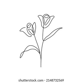 Vector isolated two tulips one line single line graphic line art drawing
