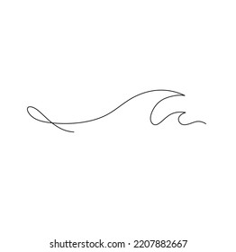 Vector isolated two waves colorless black   white contour one single line easy drawing