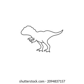 Vector isolated tyrannosaurus dinosaur contour line colorless drawing. Tyrannosaurus silhouette shape 