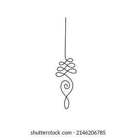 Vector isolated unalome sacred buddhist line hand drawn symbol