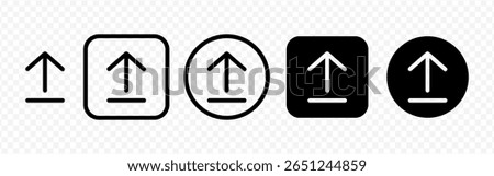 Vector isolated Upload icon set in black outline and fill