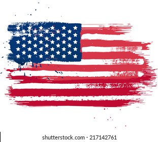 Vector isolated USA flag in grunge style