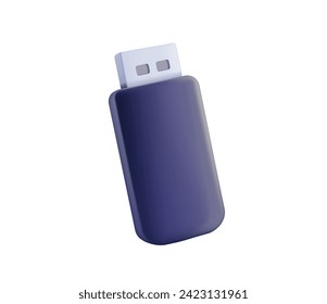 Vector aislado de unidad flash USB 3D vectorial. Unidad Usb, tarjeta de memoria. Icono vectorial 3d. Concepto de almacenamiento y ciberseguridad. Estilo mínimo de la caricatura