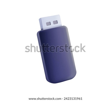 Vector isolated USB flash drive 3D vector. Usb drive, memory card. 3d vector icon. Concept for storage and cyber safety. Cartoon minimal style