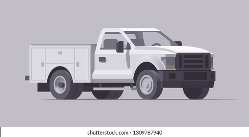 Vector Isolated Utility Service Pickup Truck