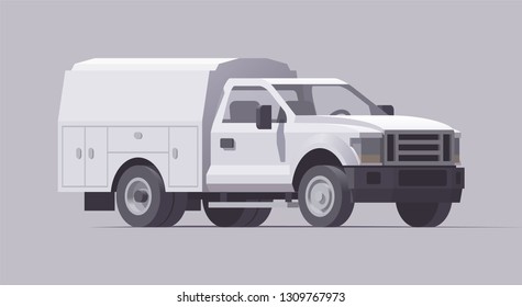 Vector isolated utility service pickup truck