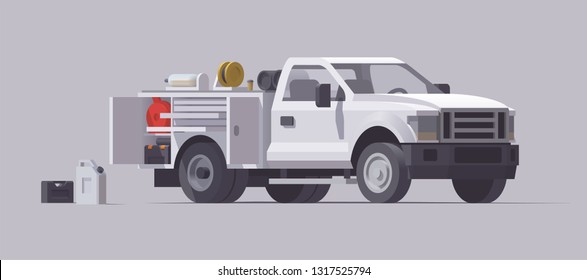 Vector isolated utility service pickup truck