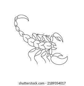 Vector venomousescorpión aislado con una línea de contorno negro y blanco incoloro agudo y fácil de dibujar