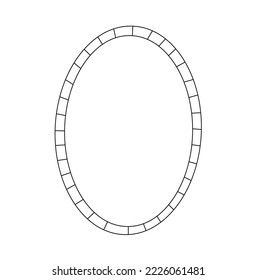Vector isolated vertical or horizontal oval frame with stripes strokes border colorless black and white contour line easy drawing
