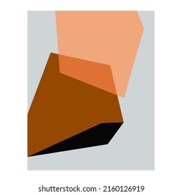 Vector isolated vertical rectangle abstract colour hard edge painting of natural beige brown black grey colors. Colorful hard edge contemporary art