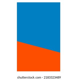 Vector isolated vertical rectangle divided by two parts blue and red abstract geometric minimalism 