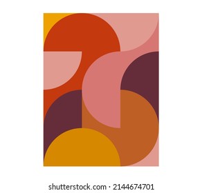 Vector isolated vertical rectangle graphic geometric abstraction in in red natural palette colors