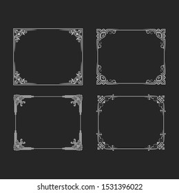 Vector isolated vignette invitation frames. Hand drawn vintage ornate borders. Elegant wedding cards. 