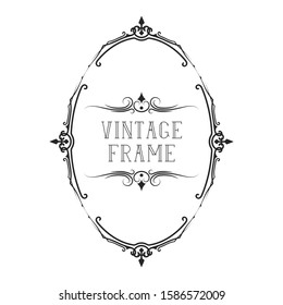 Vector isolated vintage invitation card. Classic ornate border. Vignette oval royal frame.