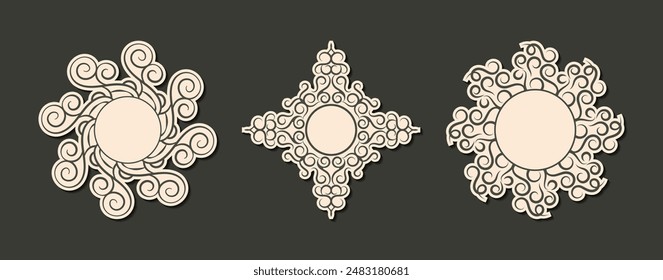 Vector isolated vintage label design with circle frame