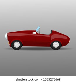 Vector isolated vintage red car fate retro style.
