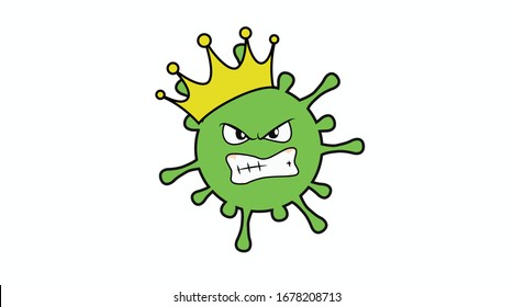 Vektorillustration einzeln auf einem Virus mit einer Krone, Cartoon-Stil