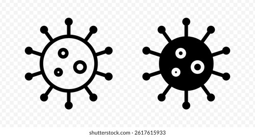 Vector isolated Virus icon set in black outline and fill