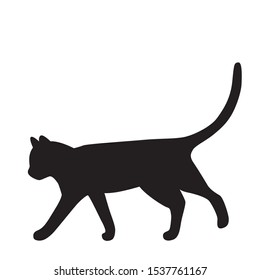 Vector isolated walking cat silhouette, logo, print, decorative sticker