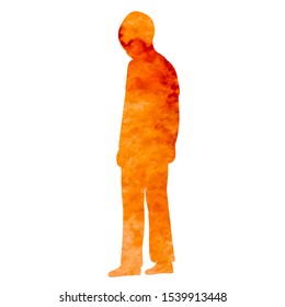 vector, isolated, watercolor silhouette of a child, boy