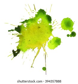 Vector Isolated watercolor violet spot with splashes, grunge element for design