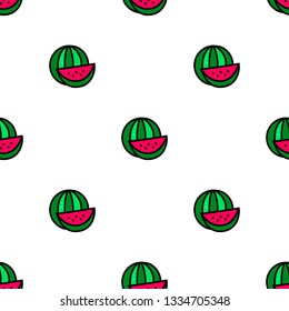 Vector isolated watermelon seamless pattern fruit on transparent background