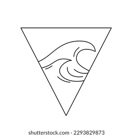 Vector isolated waves inside triangle shape colorless black   white contour line easy drawing