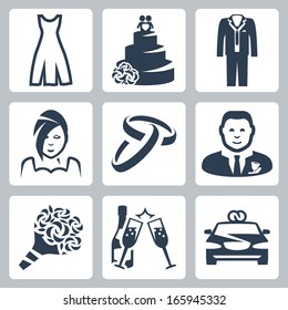 Vector isolated wedding icons set