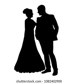 vector, isolated, wedding silhouettes
