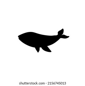 Vector isolated whale outline black colored silhouette shadow