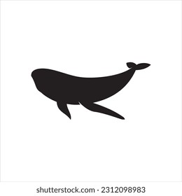 Vector isolated whale outline black colored silhouette shadow