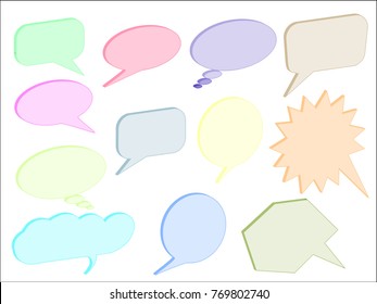 vector isolated white background colorful big speech bubbles set