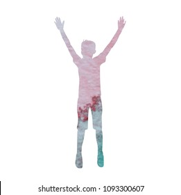 vector, isolated, white background, watercolor silhouette boy