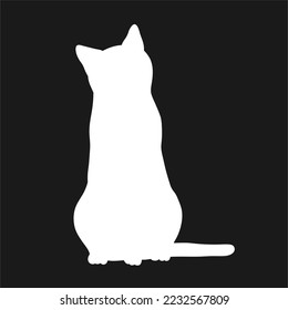 Vector isolated white cat on black background 