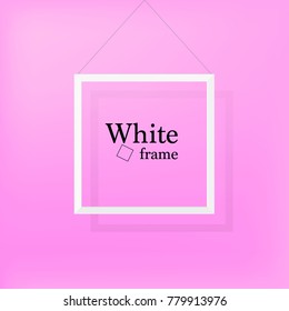 Vector isolated white frame realistic on pink background