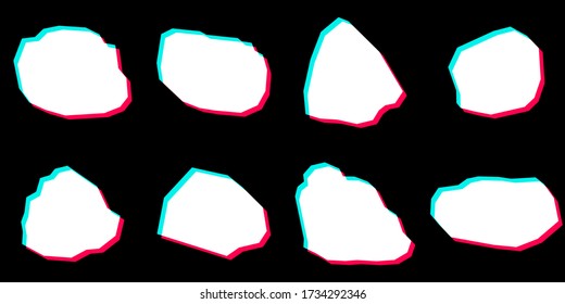 Efecto 3D de piedras de roca blanca aisladas de vectores sobre fondo negro, colección de efecto 3D de piedra de roca, ilustración