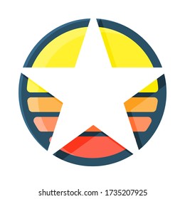 Vector isolated white star logo on white background, yellow gradient color, illustration