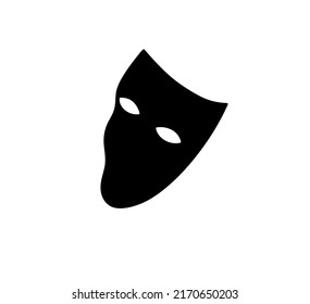 Vector isolated white theatre mask and eye holes colorless black outline silhouette stencil
