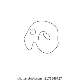 Vector isolated white theatre mask and eye holes colorless black   white contour line drawing