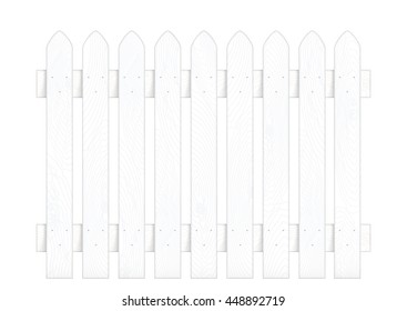 Vector isolated white wooden fence or picket