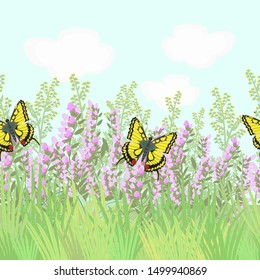 Vector isolated wild green flowering plant