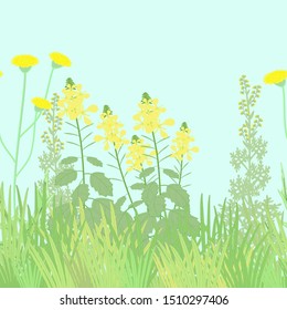 Vector isolated wild green flowering plant