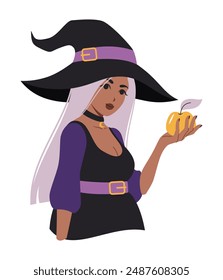 Vector isolated witch. Clip art element