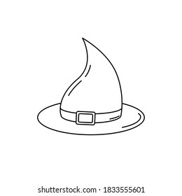 Vector aislado sombrero de bruja. Contexto de artículo de Halloween. Silhouette de sombrero de mago.